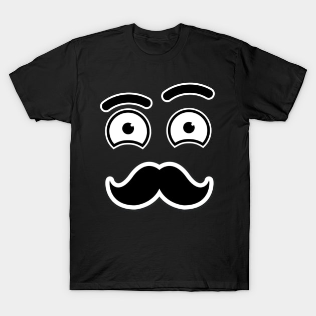 Curious Moustache Face T-Shirt by Multiplanetary Studios